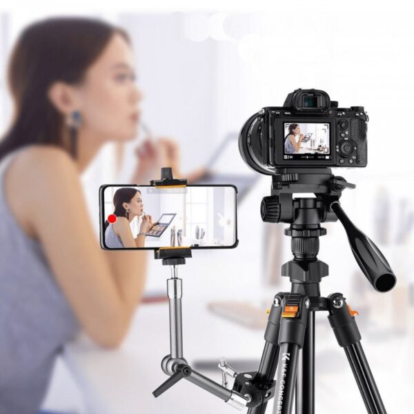 kf concept trépied vidéo en alliage d aluminium avec tête sphérique panoramique tête vidéo pince pour téléphone portable (2)